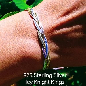 7.5 Solid 925 Tri-Color Herringbone Bracelet